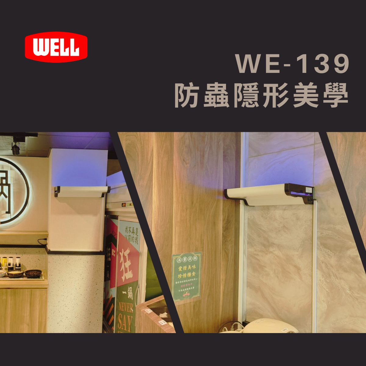 WE-139 安裝於連鎖餐飲用餐區飛蟲防治應用