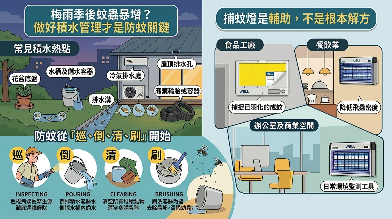 防蚊巡倒清刷環境管理示意