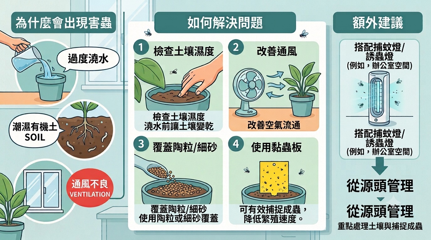 室內植物盆栽小黑飛防治示意圖